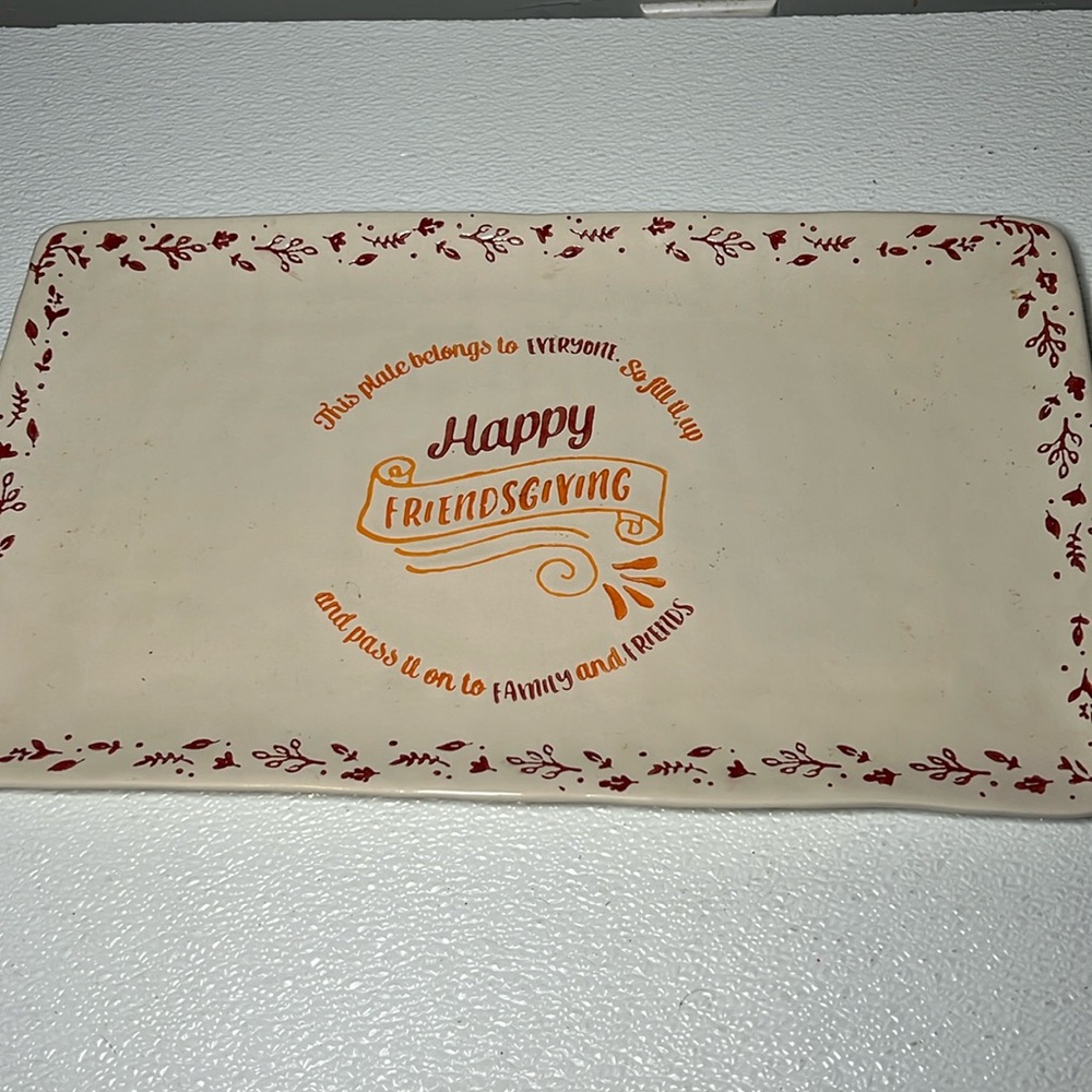 VIntage Tag Happy Friendsgiving Serving Tray, 17” x 10”